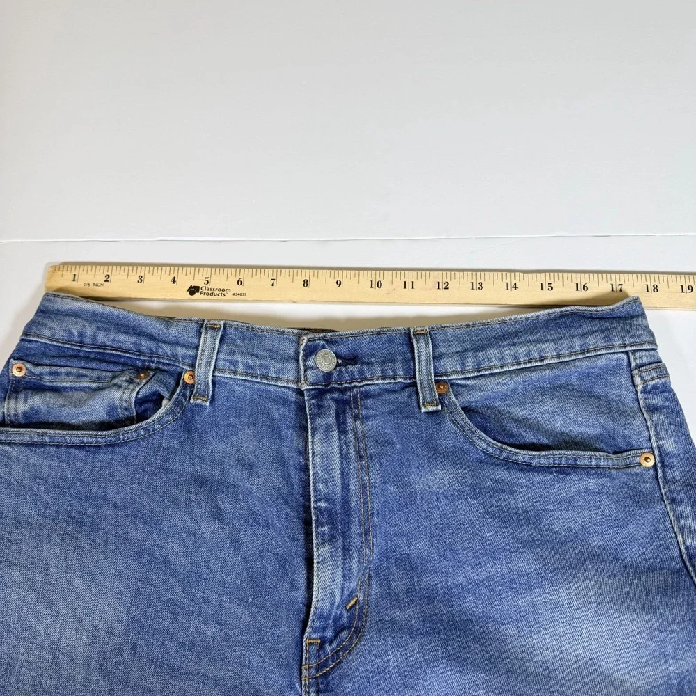 Levi's 505 Jeans Mens 36x30 Blue Denim Faded Stretch Red Tab Boho Straight Leg
